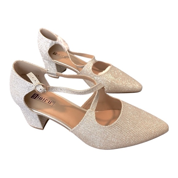 IDIFU Silver Glitter Block Heels | Cross Strap Party Shoes | Size 7.5 - Picture 3 of 12